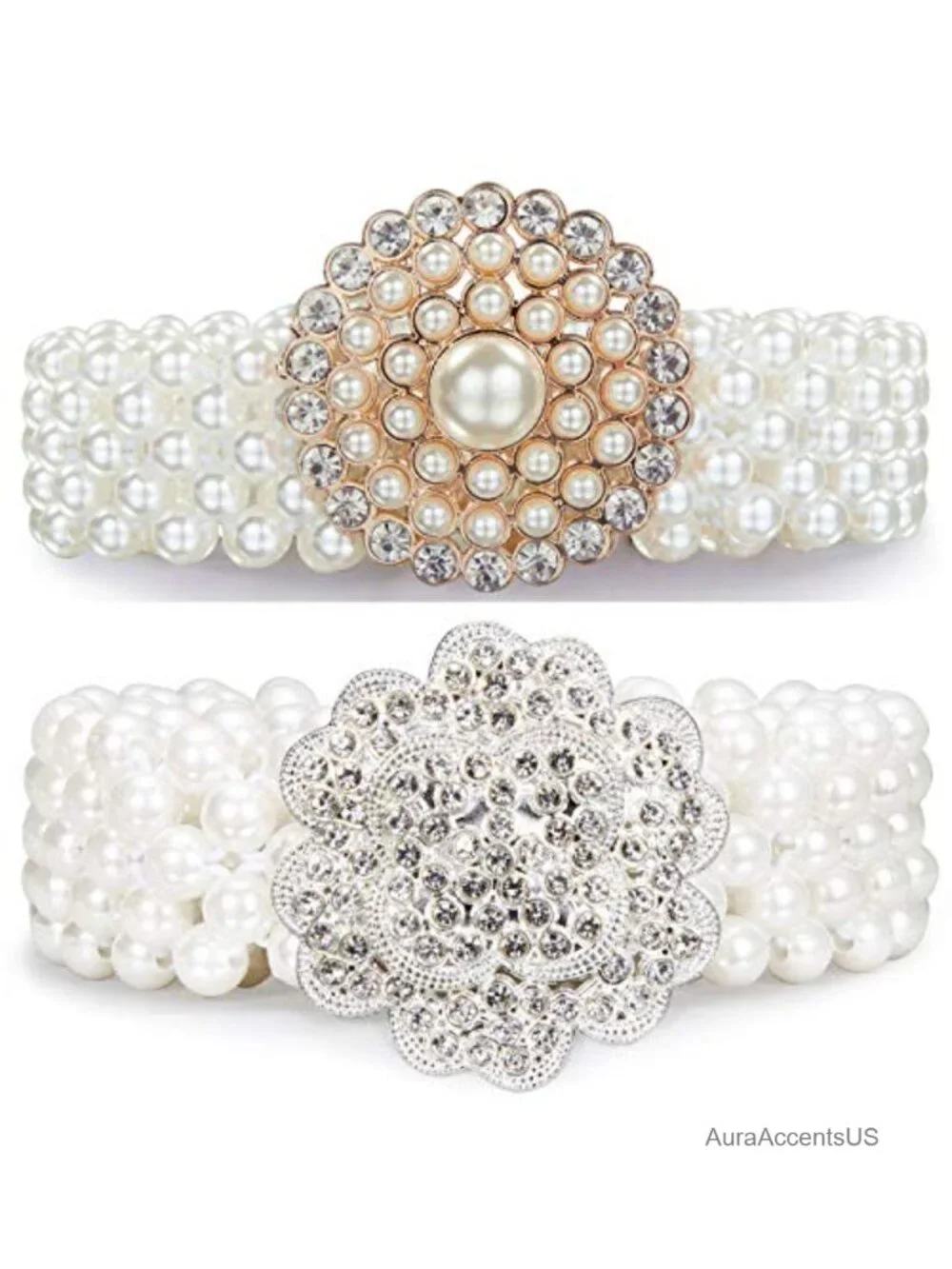 Elastic Waist Pearl Belt Women's Chain Belt Dress Jeans Bridal